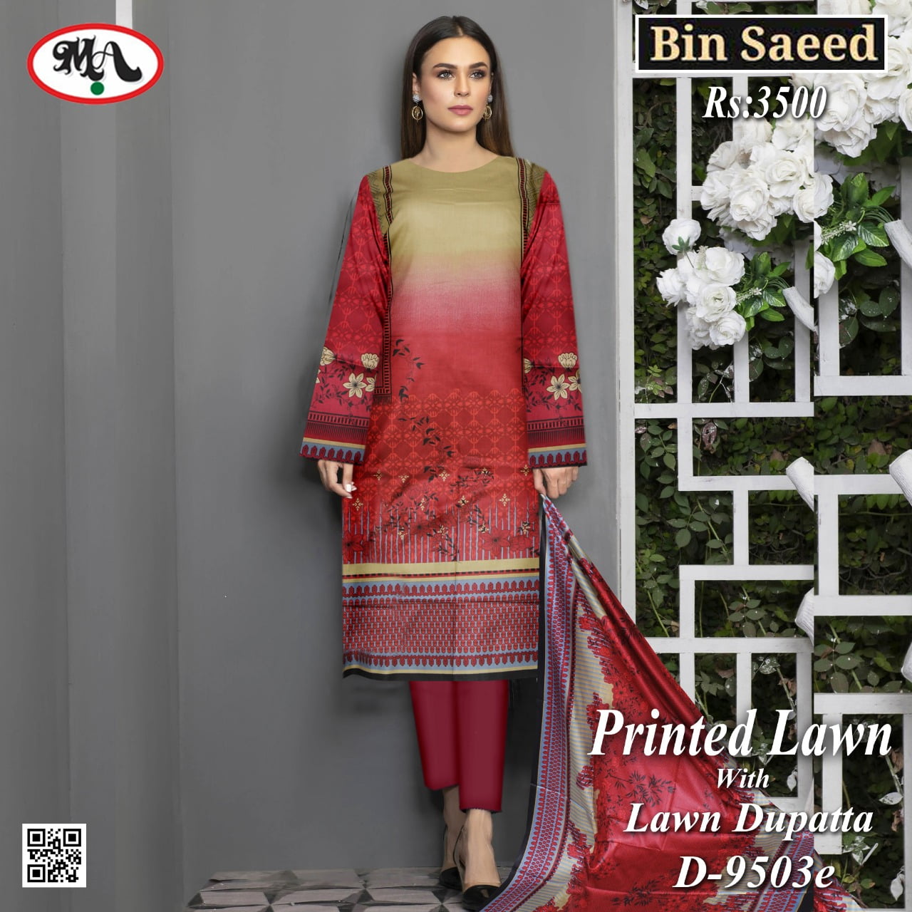 madina arts lawn suit with lawn dupatta