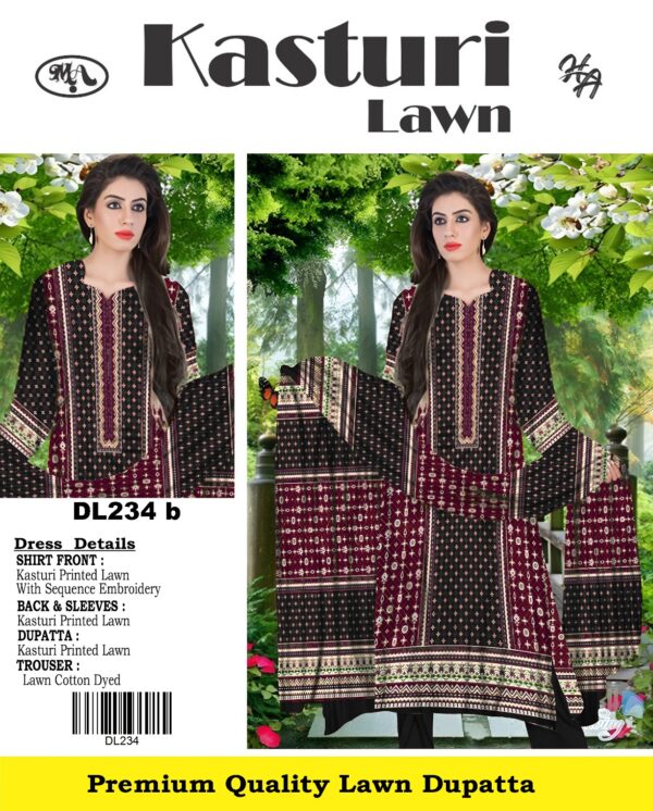 Kasturi Lawn With Lawn Dupatta {Box 5 Suits} - Madina Arts